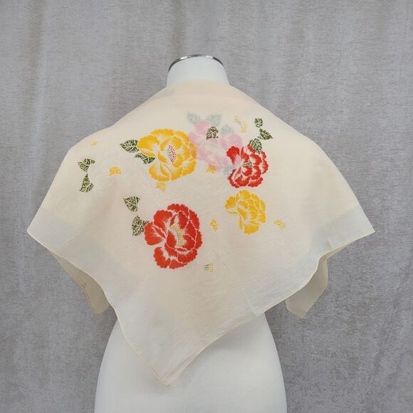 Vintage Nylon Floral Scarf - Picture 1 of 7